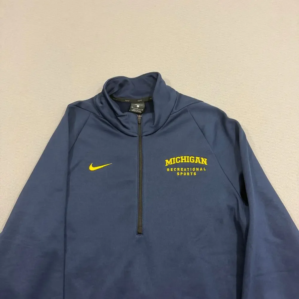 Nike Michigan Recreational Sports 1/4 Zip Pullover Small Blue Wolverines NWOT